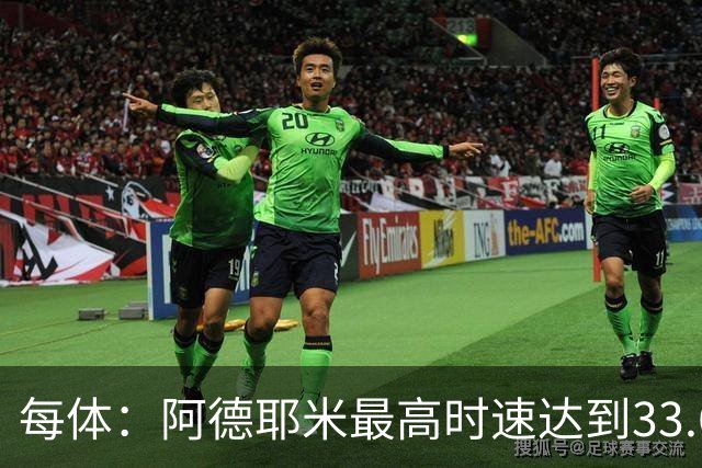 每体：阿德耶米最高时速达到33.6公里，全场冲刺多达39次